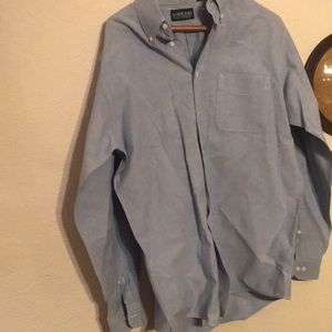 Blue long sleeve button down work shirt